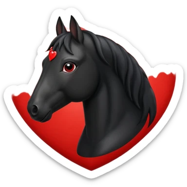Black Horse centered within a red heart emoji sticker