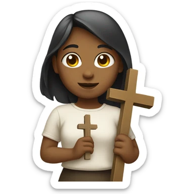 Girl with cross sticker