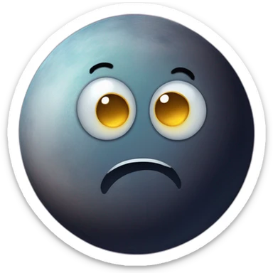 planet Moon with a cartoon breakable face with big beautiful eyes sticker