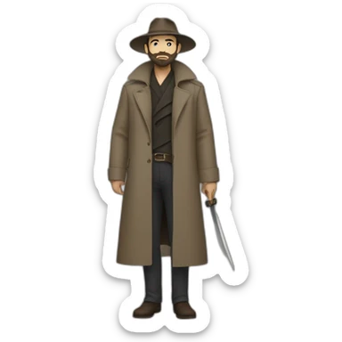 reddit moderator (neck beard, full body, trenchcoat, katana) sticker
