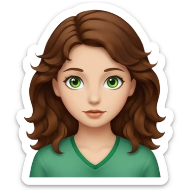 Girl with green eyes and wavy brown hair  sticker