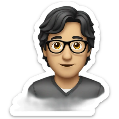 A man with black hair wearing black glasses sticker