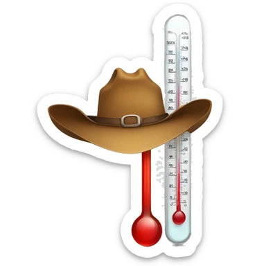 thermometer with a cowboy hat sticker
