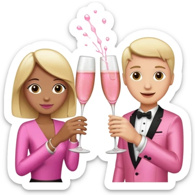 champagne glasses with pink champagne giving cheers two people sticker