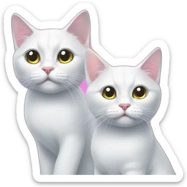 two white cats with laser beam eyes sticker
