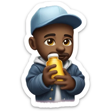 Duffy the rapper holding a baby oil expression on his face sticker