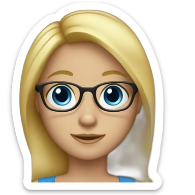 A Girl with Blue eyes, glasses and Blond hair sticker