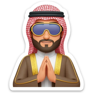 Sheikh in goggles making dua sticker