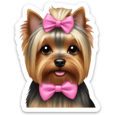 Yorkie with pink bow on head sticker