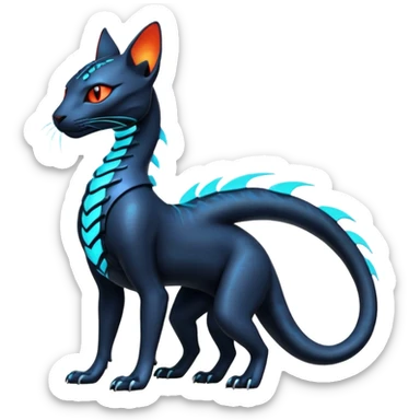 Futuristic Ethereal Beautiful Salandit-Bastet-Fakémon-hybrid-creature (full body)  sticker