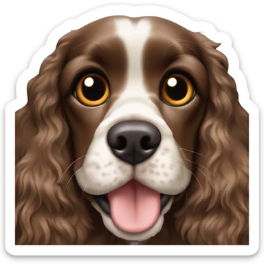 Cocker spaniel negro con ojos marrones orejas bien lanudas y la punta de la lengua afuerita sticker