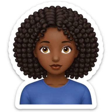 Una chica morena de cabello rizado no esponjado y color negro sticker