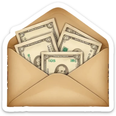 Banknotes enclosed in envelopes sticker