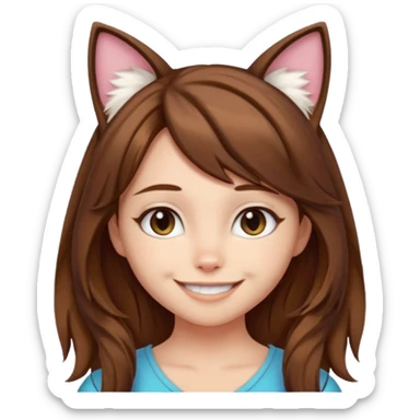 a girl with brown hair, cat ears and a tail saying "im lauren" sticker