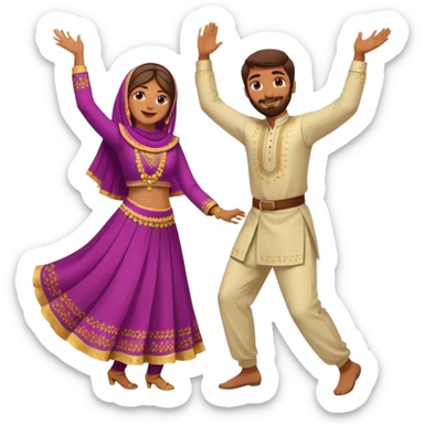 Brown pakistani dancing man and woman sticker