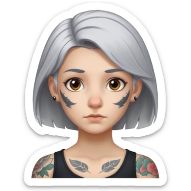 white-gray haired heavy tattooed big nose young girl sticker