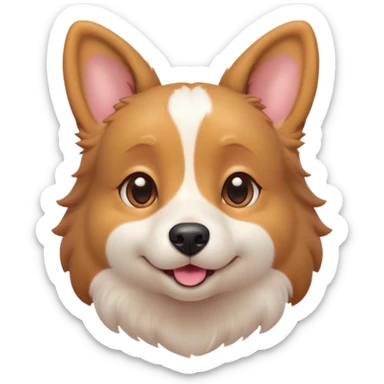 Cinematic Cute Domestic Dog Portrait Emoji, Head tilted playfully and inquisitively, with a delightfully fluffy, friendly build and a characteristically charming face featuring a soft snout and perky ears, accentuated by a glossy coat and round, sparkling eyes full of mischief, Simplified yet irresistibly adorable features, highly detailed, glowing with a warm, friendly glow, high shine, affectionate and lively, stylized with a touch of whimsical cuteness, soft glowing outline, capturing the essence of a mischievous yet loving dog that feels like it could bound out of the screen into your arms! sticker