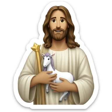 jesus holding unicorn sticker