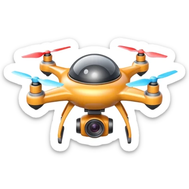 flying camera device object icon, small UFO shaped drone with camera lens, cute futuristic design, 3D cartoon, mobile game icon style, centered, clean background, no text, no watermark
 sticker