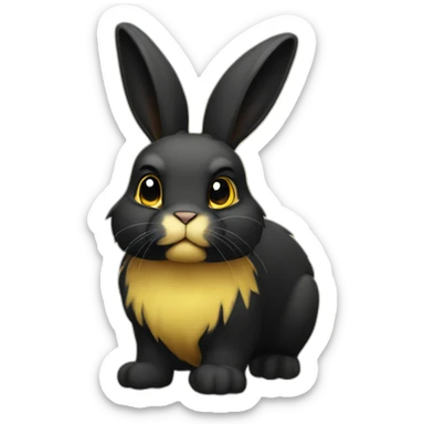 fierce looking yellow and black colored bunny facing to the right sticker