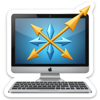 computer with arrows coming to it sticker