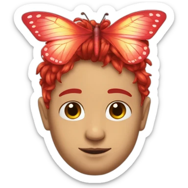 Red sup with butterfly hair on my face  sticker