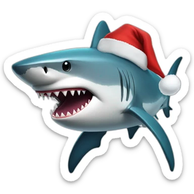 A shark disguised as Santa Claus  sticker