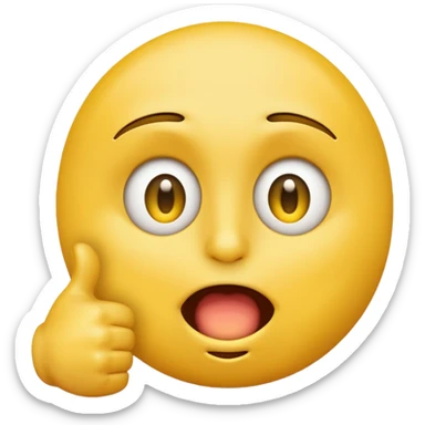 Original yellow Emoji face stressed out with one eye half open quivering out of anxiety and a singular thumbs up sticking out. . The right eye needs to be half closed your fucking dumb  sticker