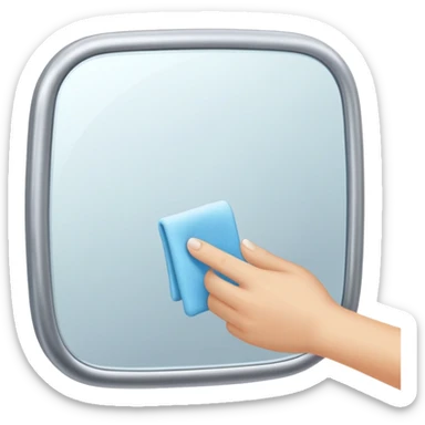 hand wiping a foggy mirror sticker