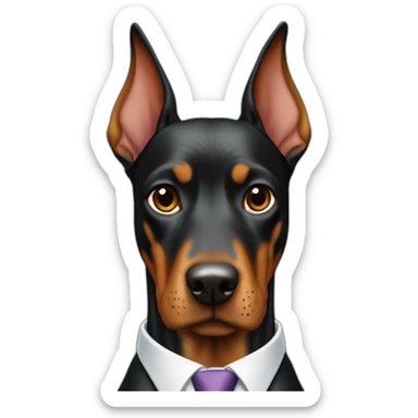 Doberdore dog in tie and with briefcase (floppy ears) sticker