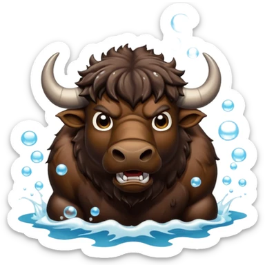Angry buffalo in the water blowing bubbles  sticker