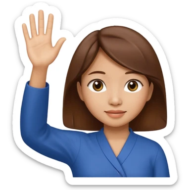 tiny Vietnamese woman with brown hair, waving sticker