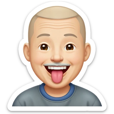 Nam, 60 tuổi, đầu đinh, tounge out, cười to, nhắm 1 mắt sticker