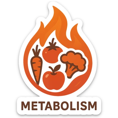 fiamma su cibo, metabolismo  sticker