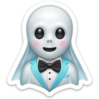 A ghost with a bowtie sticker