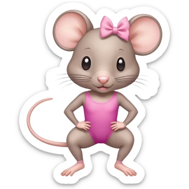 rat with a pink bow wearing a gymnastics leotard sticker