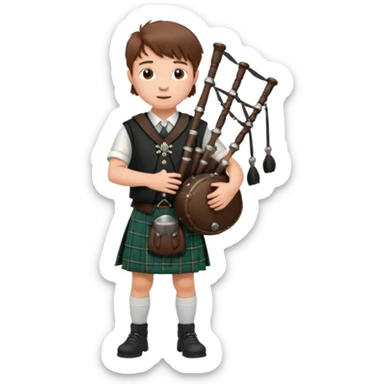 Scotch boy playing bag pipe full body sticker