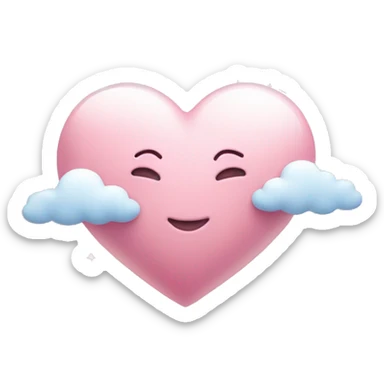 Light pink heart with clouds and glitter sticker