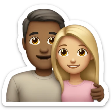 A girl hugs her parents (light skin color, dark hair) sticker