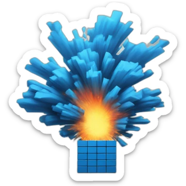 blue brick wall exploding sticker