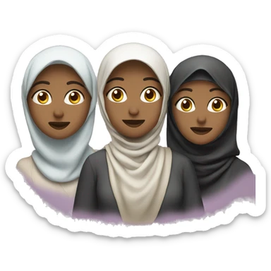 three people talking one wearing hjijab sticker