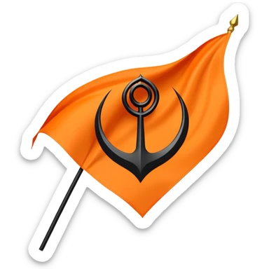 black khanda in the middle of an orange flag  sticker