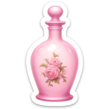 Pale pink floral rococo potion bottle  sticker