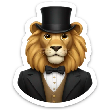 Lion with a top hat sticker