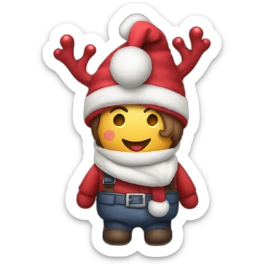 Corazón con gorro navideño que diga te quiero mucho sticker