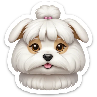 maltese dog wearing a bun  sticker