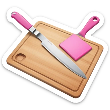 a cutting board with pink knife in pocket sticker