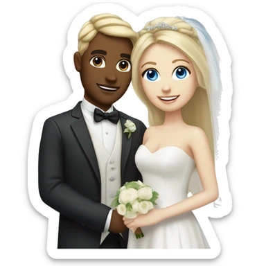 bride blue eyes and blonde hair, groom fair hair sticker