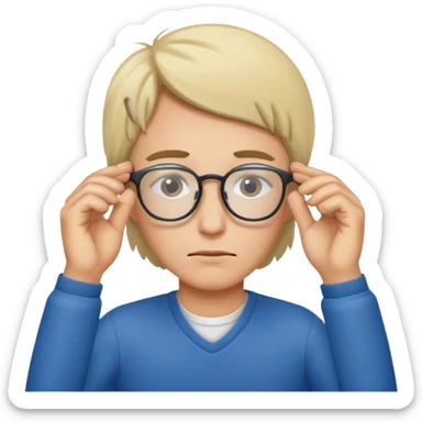 Tired person removing glasses  sticker