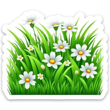 Light green grass with spring flowers sticker